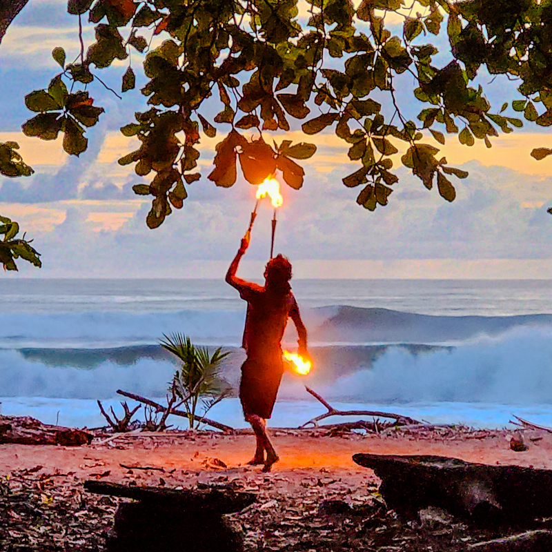 Fire Dancing During Sunset at Dominical Beach