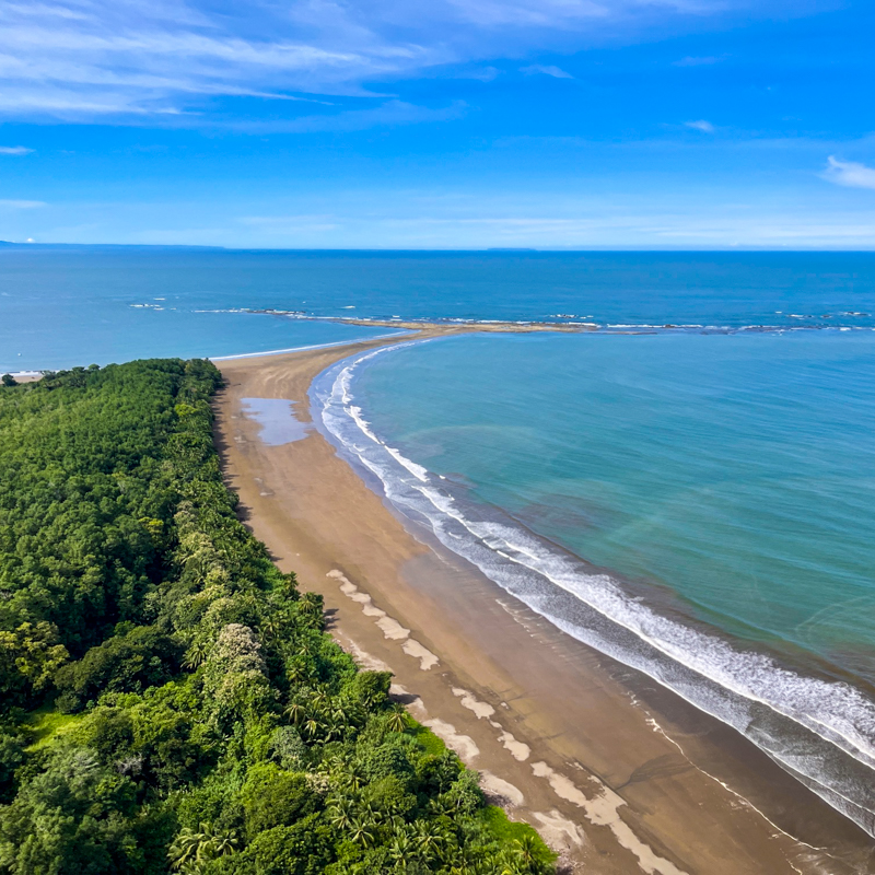 The "Whale Tail" at Marino Ballena National Park on the Costa Ballena